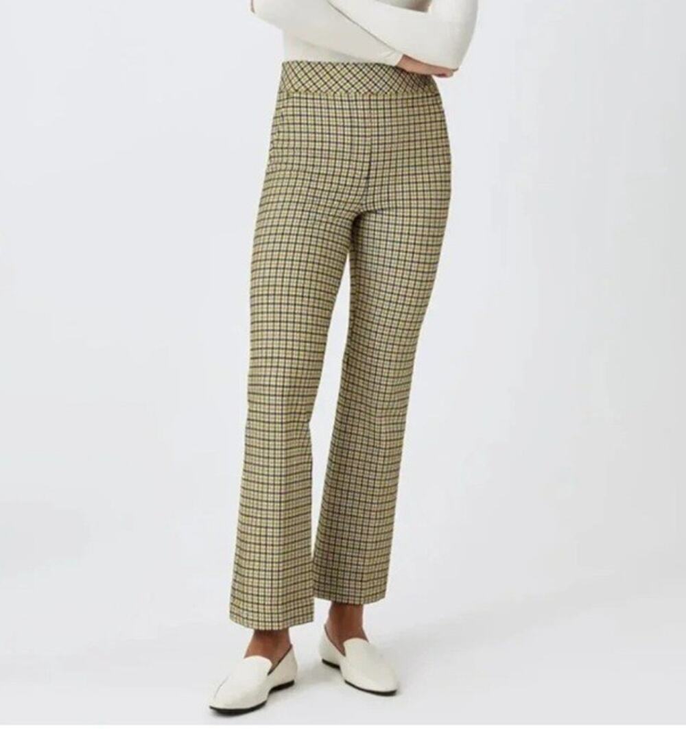 Spanx NWT Kick Flare Perfect Pants L Dijon Houndstooth High Rise Trousers Preppy
